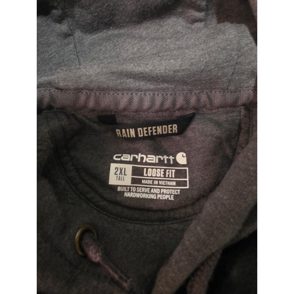 Carhartt Rain Defender Hoodie Mens 2XL Tall Gray Loose Fit Water Repellent EUC - Picture 3 of 5